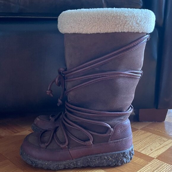 Paul Brodie Tall Lace Winter Boots Mukluks Brown Leather - Picture 2 of 8